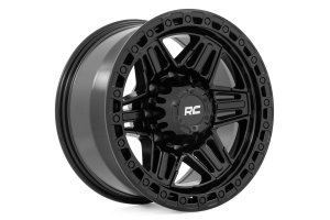 Wheel - Rough Country - 76 Series, Simulated Beadlock, 17x9, 5x5.5, +0mm Offset - Gloss Black
